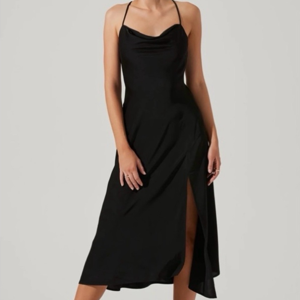 Astr Black Gaia Midi Dress